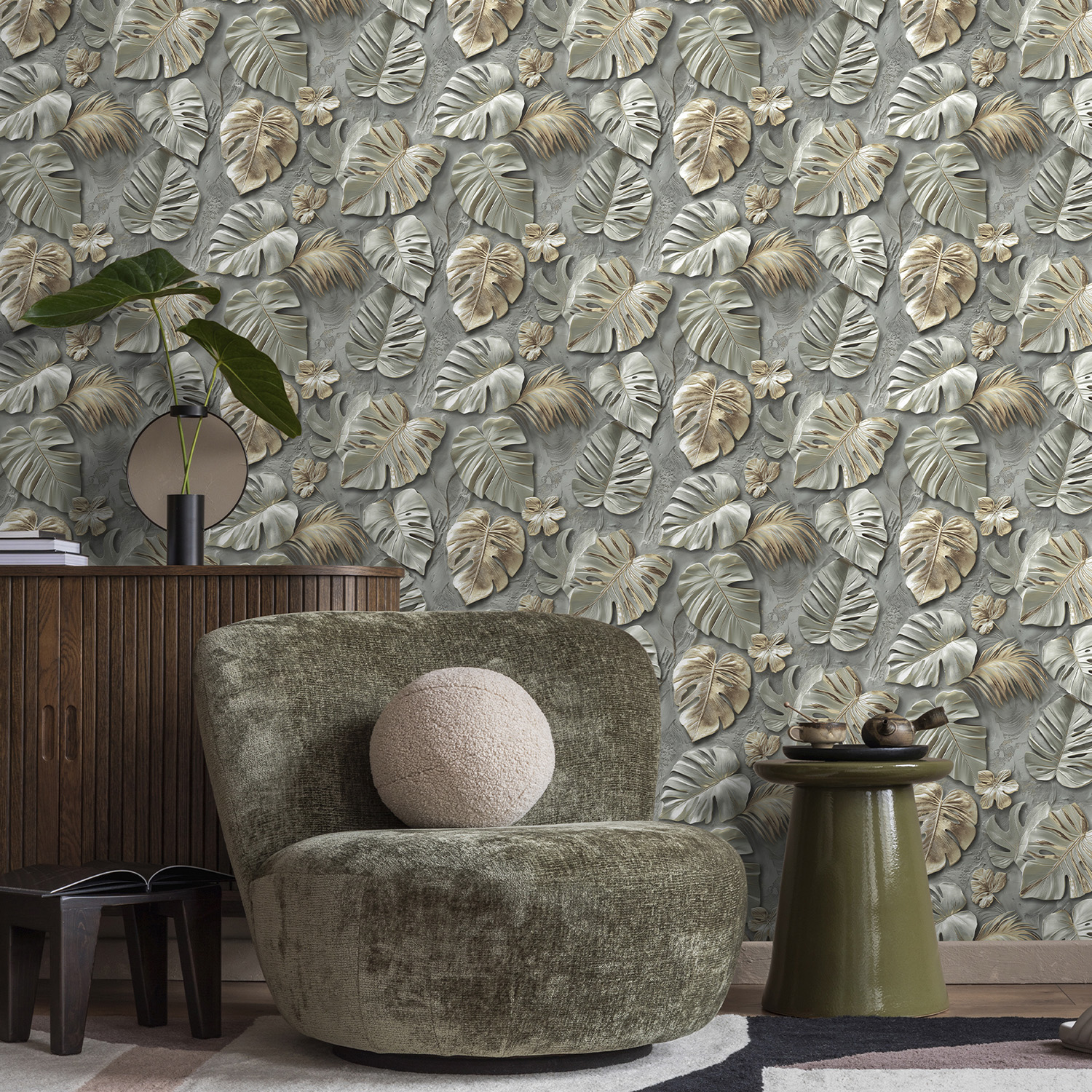 Обои  флиз Victoria Stenova Madeira  (сер./зел.) 585553 1.06*10м *6