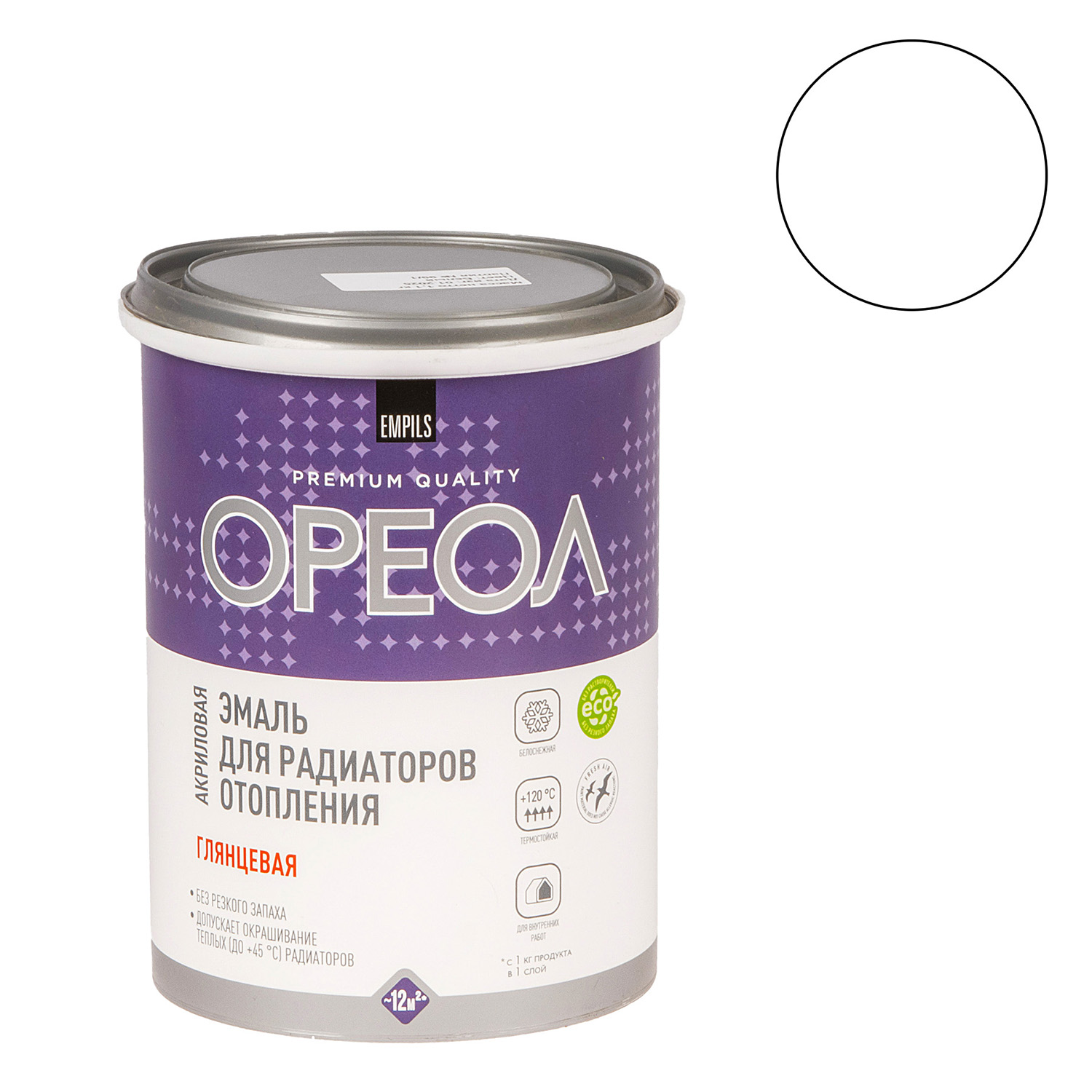 Эмаль для радиаторов акриловая белая 1,1 кг Ореол *6/336 Эмаль для радиаторов акриловая белая 1,1 кг Ореол *6/336