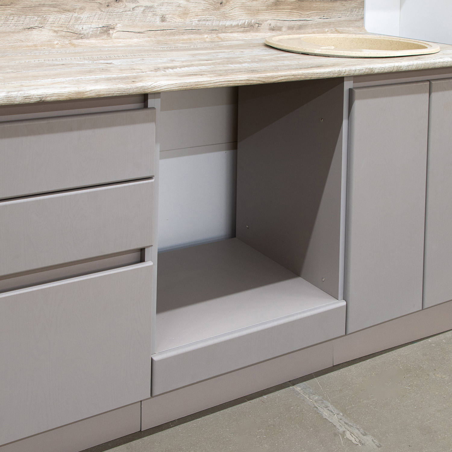 Шкаф напольный 600х850х600 мм BROZEX-WOOD Эрика, для духового шкафа, грейдж / ясень грей софт