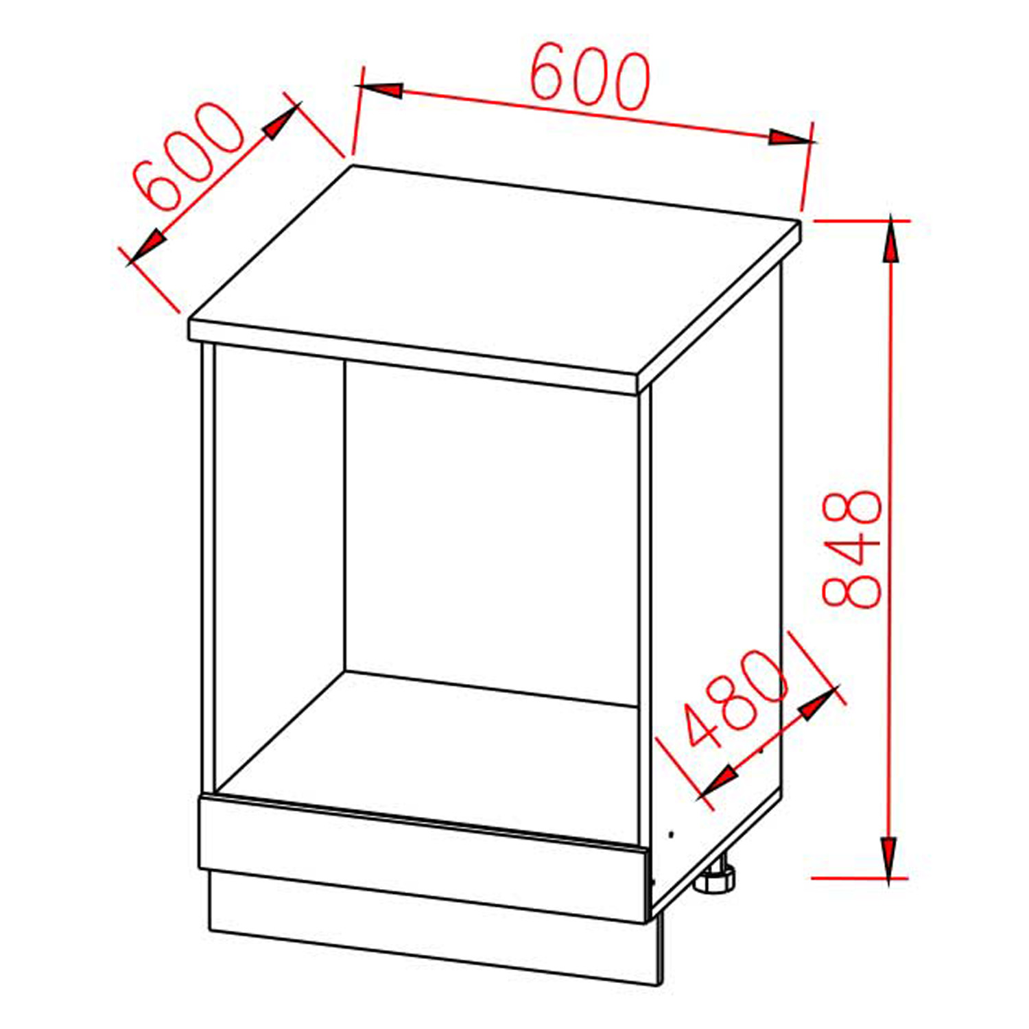 Шкаф напольный 600х850х600 мм BROZEX-WOOD Серый лед, для духового шкафа, серый / графит
