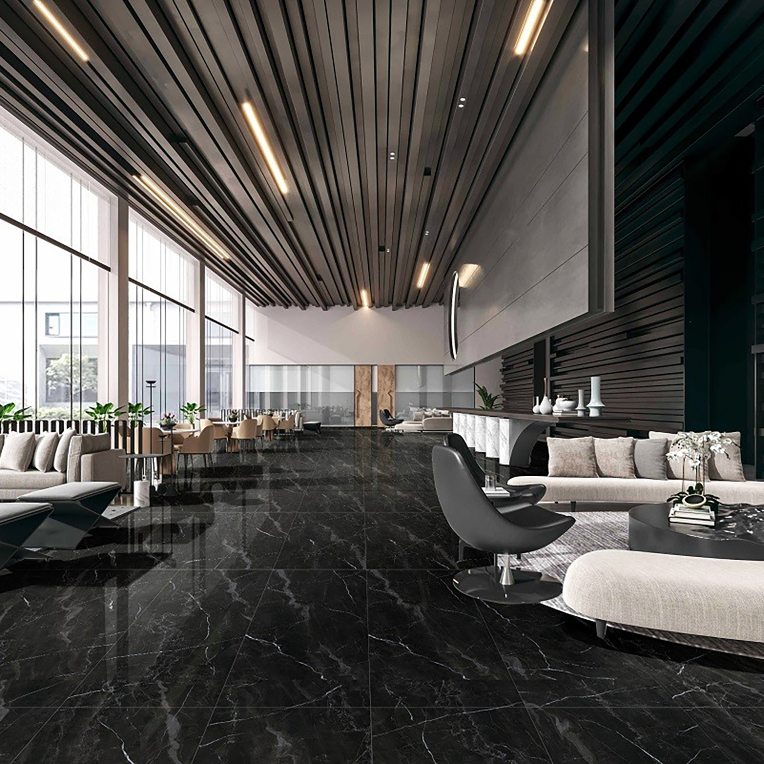 Керамогранит 2.16 м² Китай Мрамор 00-00073776, 1200х600х9 мм, полированный, черный