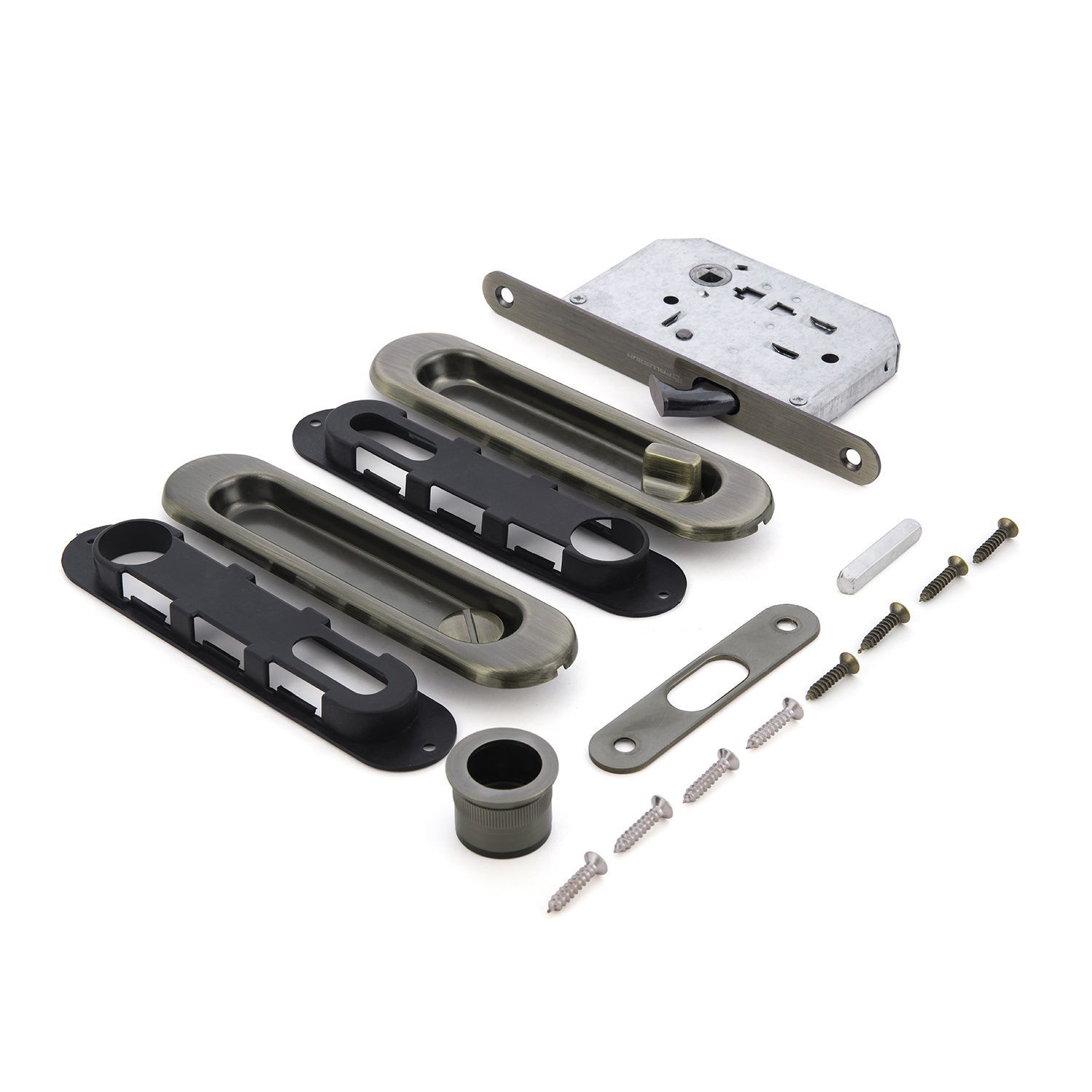 Ручка с замком для раздв. дверей  01BK АВ (овальная ручка) 1/5/50