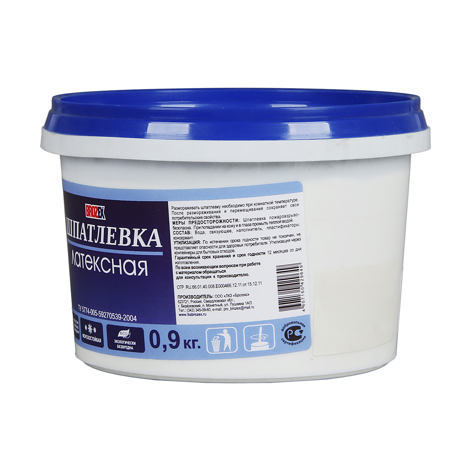 Шпатлевка латексная 0.9 кг BROZEX