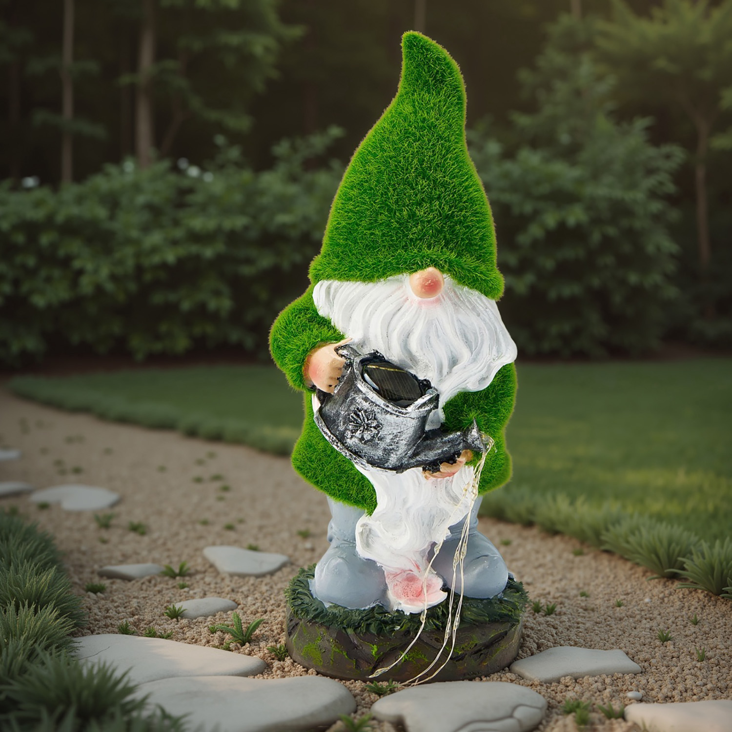 Садовая фигура с подсветкой "Гном с лейкой" 11,5х11,5х26,8см   10824131