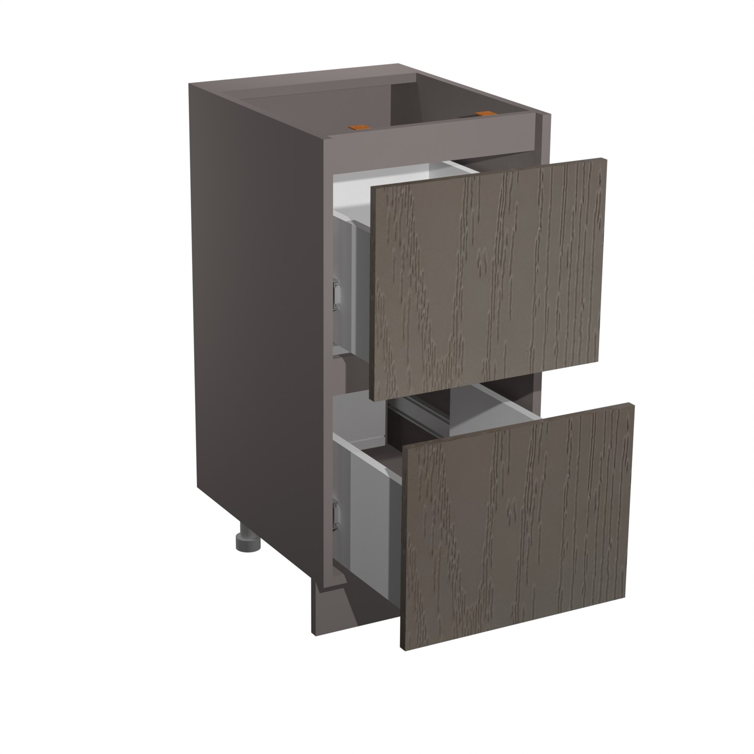 Шкаф напольный 400х850х600 мм BROZEX-WOOD Эрика, с двумя ящиками, грейдж / ясень грей софт