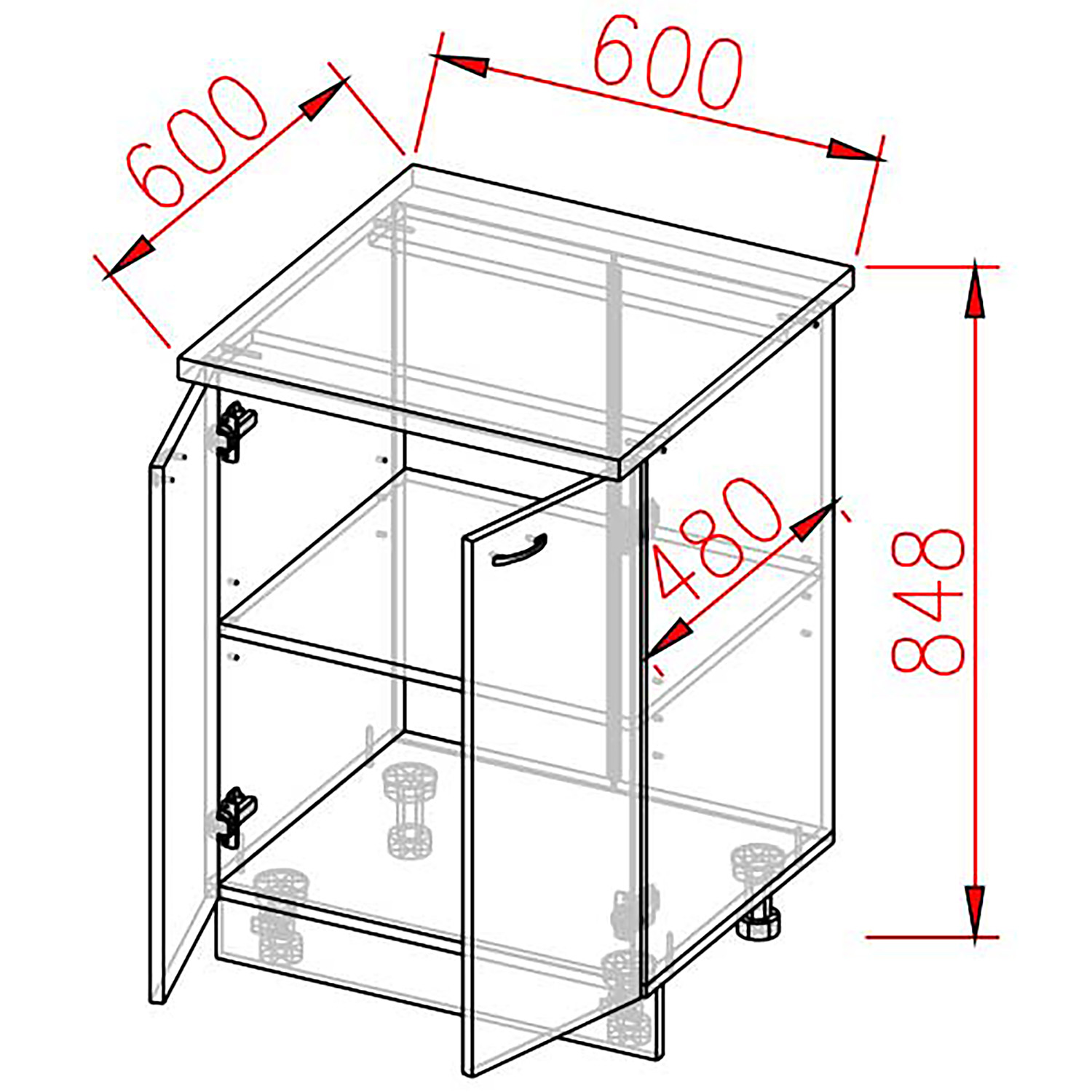 Шкаф напольный 600х850х600 мм BROZEX-WOOD Орхидея