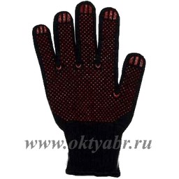 Перчатки ХБ с ПВХ точ 10кл (4 нити) 39гр черные *10/100 Перчатки ХБ с ПВХ точ 10кл (4 нити) 39гр черные *10/100