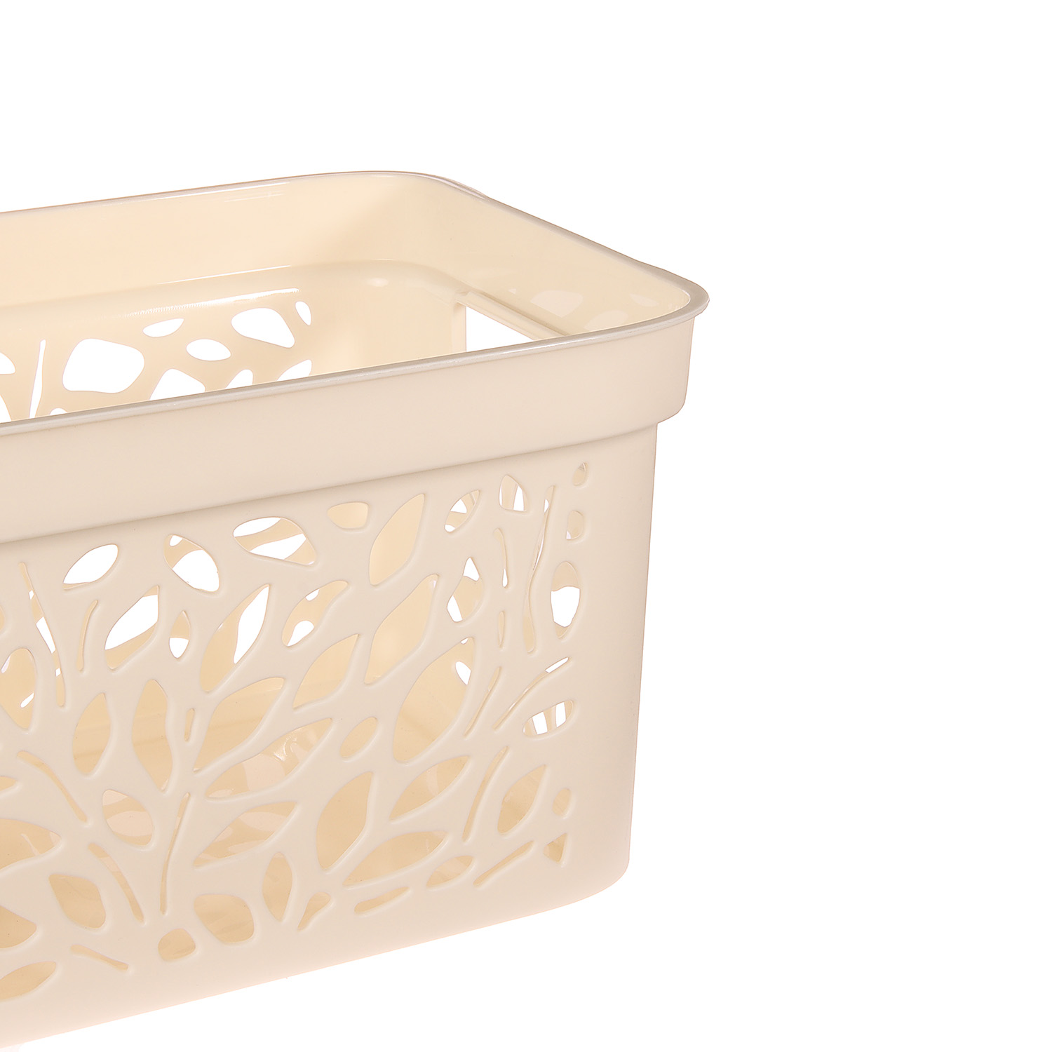 Корзина для хранения пластм. "Leaves" 333х225х174мм с Крышкой 10л Молочный 837("Полимербыт") *1/12 Корзина для хранения пластм. "Leaves" 333х225х174мм с Крышкой 10л Молочный 837("Полимербыт") *1/12