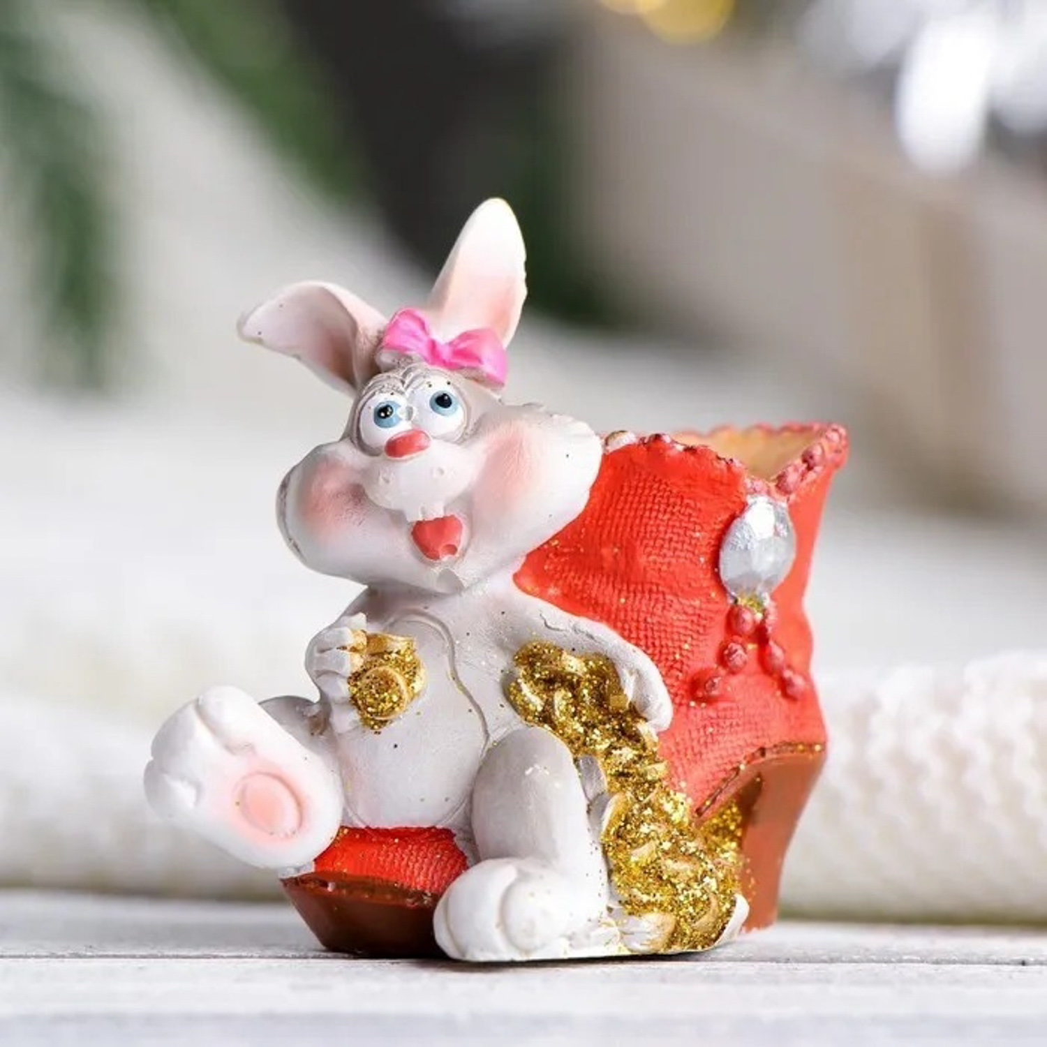 яяяПодставка для зубочисток "Заяц с бабочкой" 6см МИКС 7805855