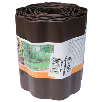 Бордюрная лента Садовая для грядок, клумб "гофра" пласт. выс.20см дл.9м Коричн.Б-20/9 (Протэкт) *1/2