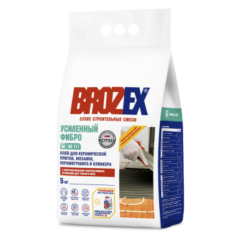 Клей для плитки 5 кг BROZEX Усиленный Фибро KS 111, С1 Т S1