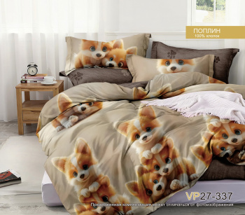 Постельное белье 1,5сп поплин на резинке Орхидея VP27-337, наволочки 70*70 - 2шт *1/4