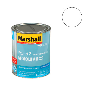 Краска латексная 0.9 л для стен и потолков MARSHALL EXPORT-2, база BW, глубокоматовая
