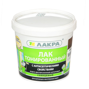 Лак акриловый для наружных и внутренних работ тонированный Орех 0,9 кг Лакра *1/6/432