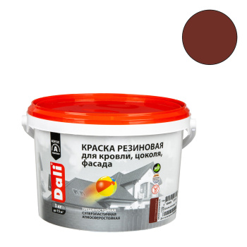 Краска резиновая для кровли цоколя фасада красно-коричневая 3 кг DALI *1/12/120