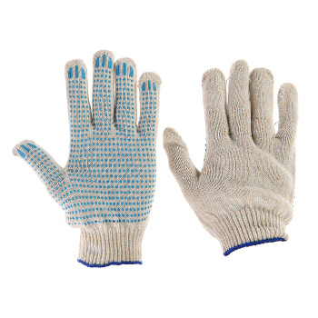 Перчатки ХБ с ПВХ НАБОР 10 пар: 10кл 4 нит 400гр, бел/син (арт.482 Р) Ladoni *1/50