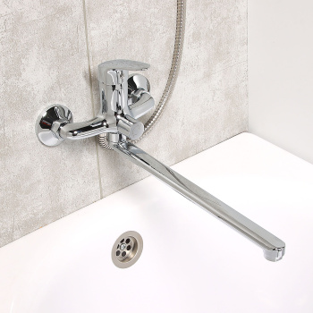 Смеситель для ванны Milardo Simp SIMSB02M10, длинный излив, однорычажный, с лейкой