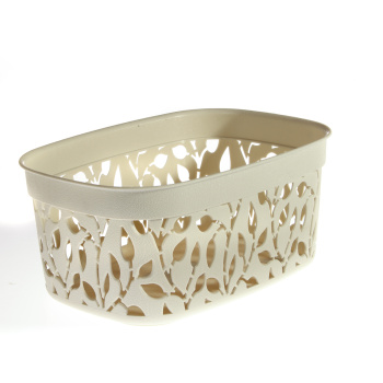 Коробка д/хранения пластм. "Флора" 240x175x110мм (3,0л) Бел.ротанг М2361 ("М-Пластика") *1/10