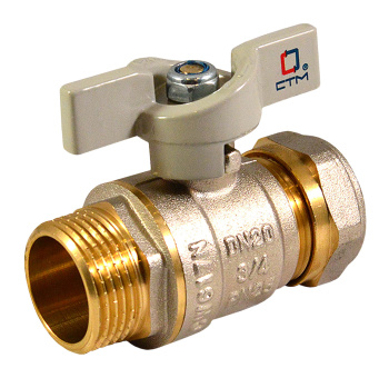 Кран шаровый 20х1/2"(Ø15) цанга/папа бабочка CTM (СТАНДАРТ) CWPM1220 *1/10 Кран шаровый 20х1/2"(Ø15) цанга/папа бабочка CTM (СТАНДАРТ) CWPM1220 *1/10