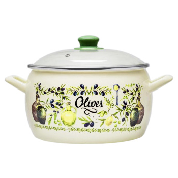 Кастрюля стальн. эмалир. "Олива" 5,3л d220мм Стекл.кр. 2821 ("МЕТРОТ" Сербия) *1/4
