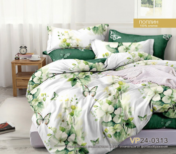 Постельное белье 1,5сп поплин на резинке Орхидея VP24-0313, наволочки 70*70 - 2шт *1/4