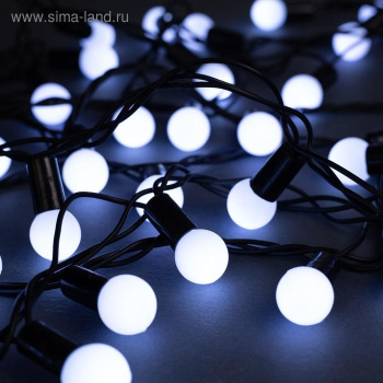 Гирлянда «Нить» Luazon Lighting, 10 м, 8 режимов, белый, шарики 1.5 см, 100 LED, IP44, 220 В Гирлянда «Нить» Luazon Lighting, 10 м, 8 режимов, белый, шарики 1.5 см, 100 LED, IP44, 220 В