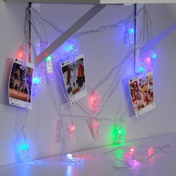 Гирлянда «Нить» Luazon Lighting, 5 м, мигание, мульти, прищепки, 20 LED, IP20, 220 В Гирлянда «Нить» Luazon Lighting, 5 м, мигание, мульти, прищепки, 20 LED, IP20, 220 В