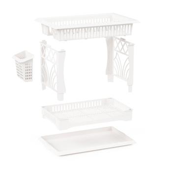 Сушилка для посуды настольная пластм.  2-х ярусн. 480х305х300мм "Мечта хозяйки" Бел. М8709 *1/4