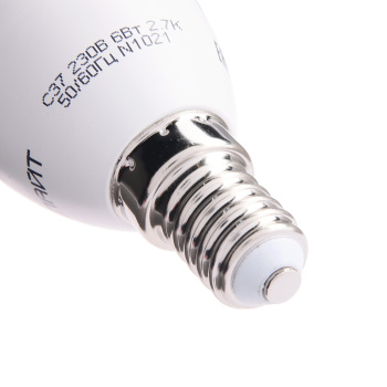 Лампа светодиодная ОНЛАЙТ, Е14, свеча C37, 6 Вт, 450 Лм, 2700 К, теплый белый