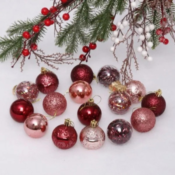 Набор шаров "Волшебный вальс" 5 см (16 предметов), рубин/роз.золото