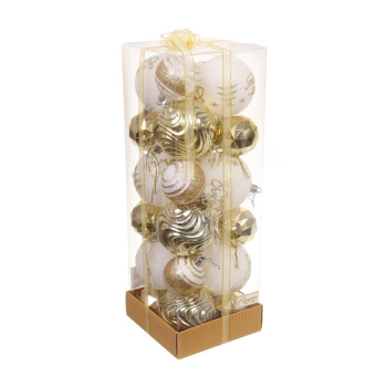 Набор шаров "Winter miracle" 7 см + 5 см (24 предмета), Белый/Золото