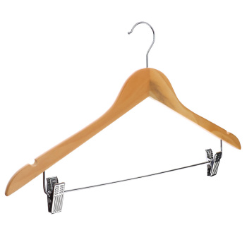 Плечики-вешалка для одежды дерев. с метал.зажим. д/брюк и юбок 45см Св.дер. (арт.455-054) *1/100