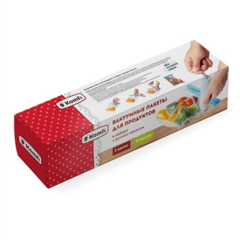 Пакеты д/продуктов п/э Вакуумные с ручн.Насосом 4шт:16x22;21x22;26x28;26х34см SIL1BAN "Komfi" *1/10