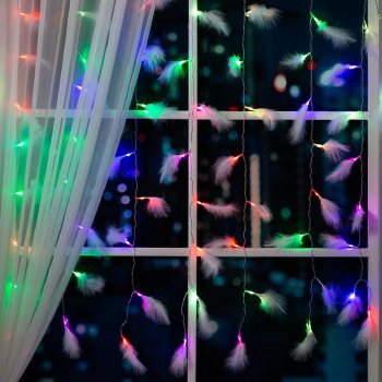 Гирлянда «Занавес» Luazon Lighting, 3х1.4 м, 8 режимов, мульти, перья, 80 LED, IP20, 220 В Гирлянда «Занавес» Luazon Lighting, 3х1.4 м, 8 режимов, мульти, перья, 80 LED, IP20, 220 В