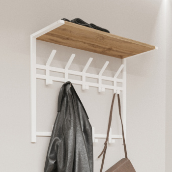 Вешалка настенная с полкой 2-х ярусная 670х270х545мм "Торонто 22Д" Белая ВСПТ22Д Б ("ЗМИ") *1