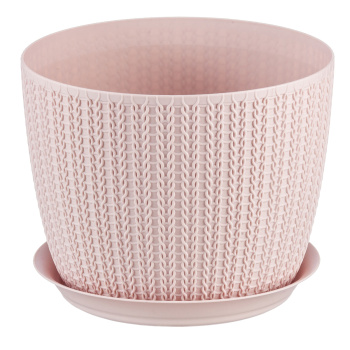 Кашпо пластм. "Вязание" 1,9л д.155мм с поддоном Чайная роза М3120 ("М-Пластика") *1/20