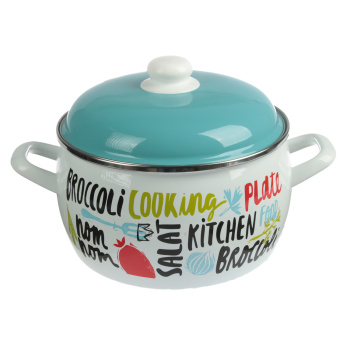Кастрюля стальн. эмалир. "Брокколи" 5,3л d220мм Металл.кр. 2701 ("МЕТРОТ" Сербия) *1/4