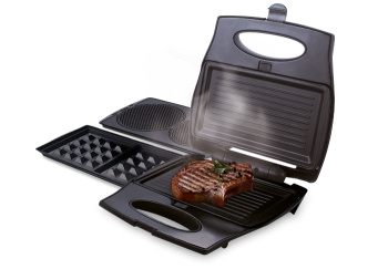 Вафельница-гриль 800Вт Centek CT-1450 панели 3шт: гриль/вафли венские/вафли для мороженого *1/4