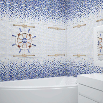 Плитка 40х28 см настенная 1.23 м² Пиастрелла Меланж, синий, геометрия