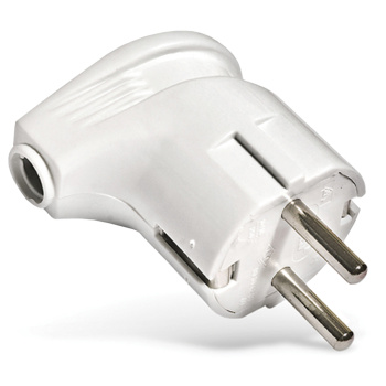 Вилка штепсельная  А105 белая угловая з/к 16А *10/30/300