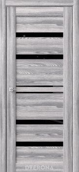 Дверь межкомнатная остекленная ЦАРГИ ПВХ Тампа Ривьера Грей/черный лакобель 800мм Аркада*1