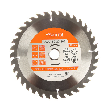Диск пильный 180*20,0мм 36 зубьев по дереву (9020-180-20-36Т) Sturm *1/50