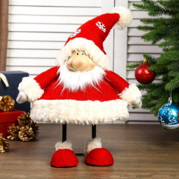 Кукла интерьерная "Дедушка Мороз в красном кафтане и колпаке со снежинками" 44х21х31 см 4166970