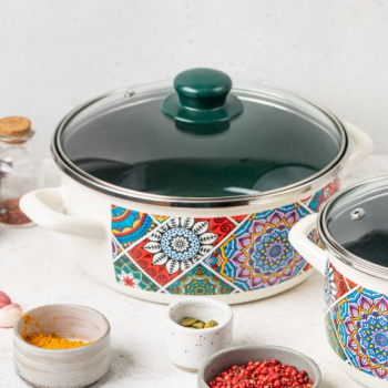 Кастрюля эмалированная "Султана" 3,2л d220мм Стекл.кр. 3154 ("МЕТРОТ" Сербия) *1/4