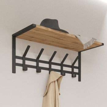 Вешалка настенная с полкой 670х270х270мм "Торонто 21Д" Черная ВСПТ21Д Ч ("ЗМИ") *1