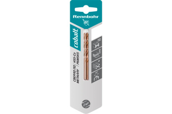 Сверло по металлу 2,00*49/24мм HSS-Co P6M5К5 (2шт) блистер арт.668020 COBALT RENNBOHR *10/40/640 Сверло по металлу 2,00*49/24мм HSS-Co P6M5К5 (2шт) блистер арт.668020 COBALT RENNBOHR *10/40/640