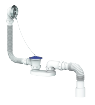 Обвязка в ванну с выпуском и перелив. 1 1/2" с гофрой 40х 40/50 400мм S12 Unicorn *1/35