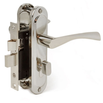 Замок врезной 50мм ключ/вертушка,никель,плоский ригель 0823/60-С-NI Avers *1/24