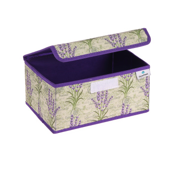 Короб для хранения нетканый материал "Лаванда" 250x190x130мм с крышкой Д70302.03 *1/30