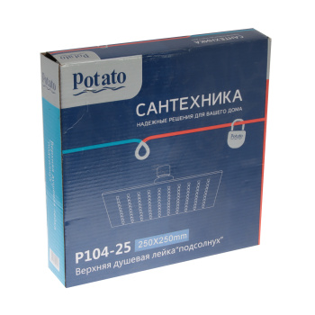 Лейка для верхнего душа Potato 250*250 мм P104-25 (квадрат) нерж. хром *1/20 Лейка для верхнего душа Potato 250*250 мм P104-25 (квадрат) нерж. хром *1/20